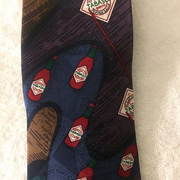 Tabasco Mens Necktie Tie Blue Purple Green Brown - Picture 2 of 4